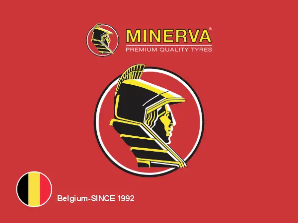 MINERVA Tire Logo with Belgium Flag